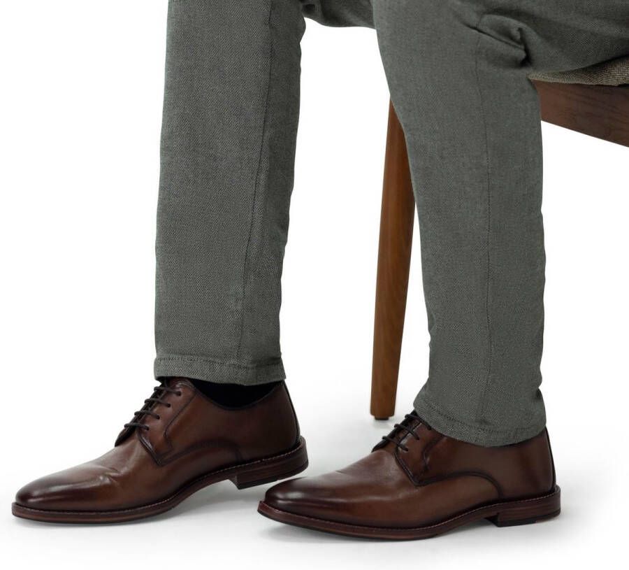 Manfield leren veterschoenen donkerbruin - Foto 2