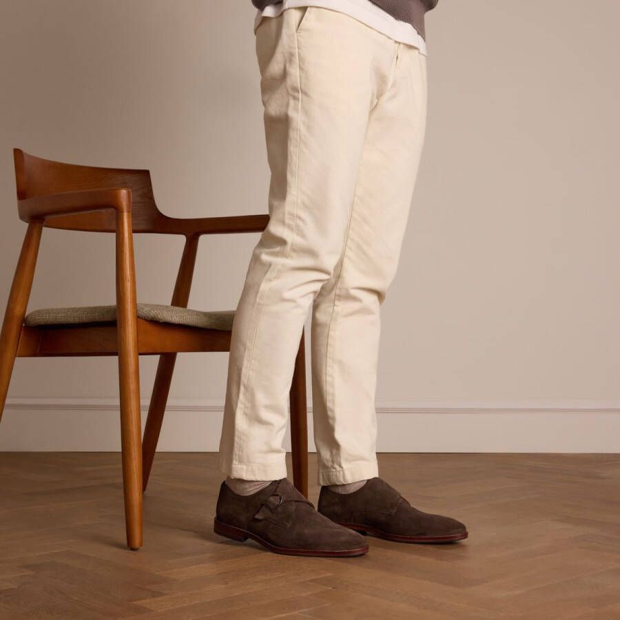 Manfield Heren Bruine suède gespschoenen