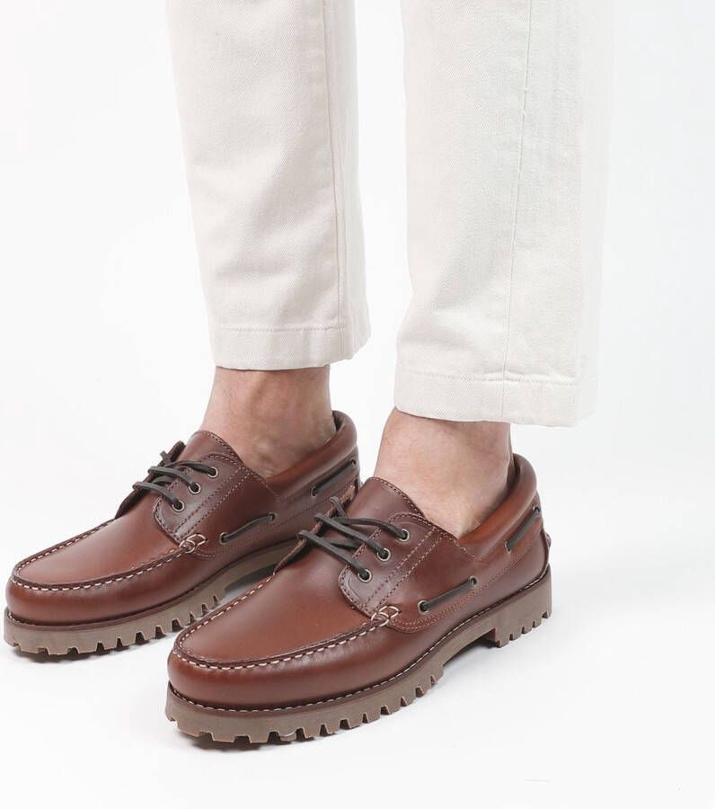 Manfield Heren Cognac leren veterschoenen