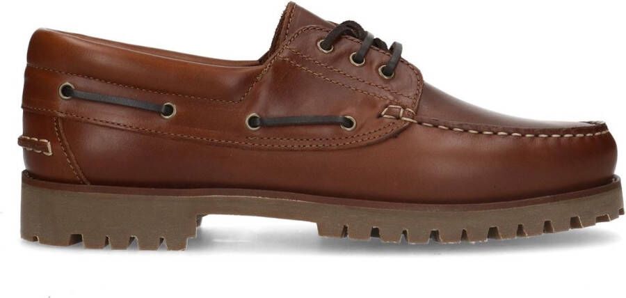 Manfield Heren Cognac leren veterschoenen