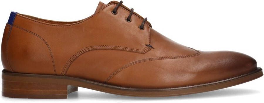 Manfield Heren Cognac leren veterschoenen