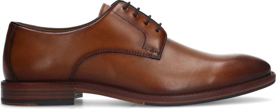 Manfield Heren Cognac leren veterschoenen