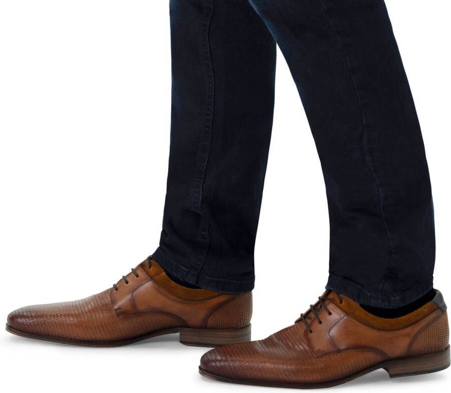 Manfield Heren Cognac leren veterschoenen