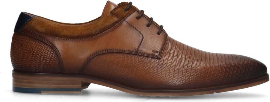 Manfield Heren Cognac leren veterschoenen