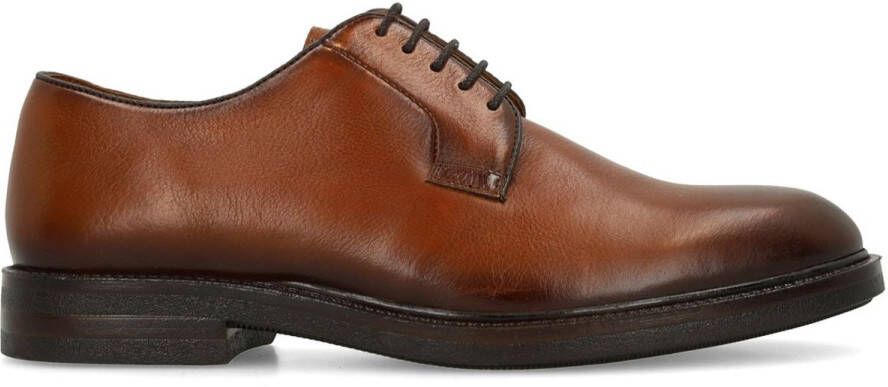 Manfield Heren Cognac leren veterschoenen