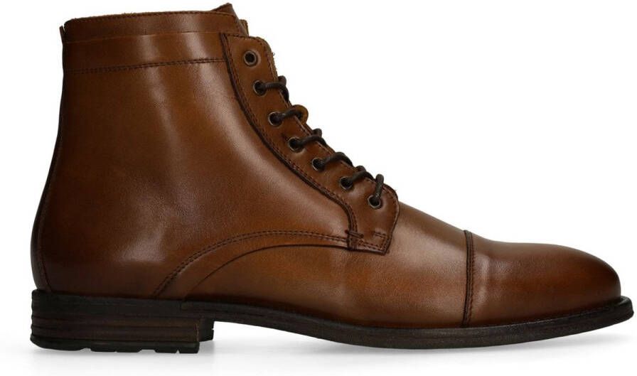 Manfield Heren Cognac leren veterschoenen