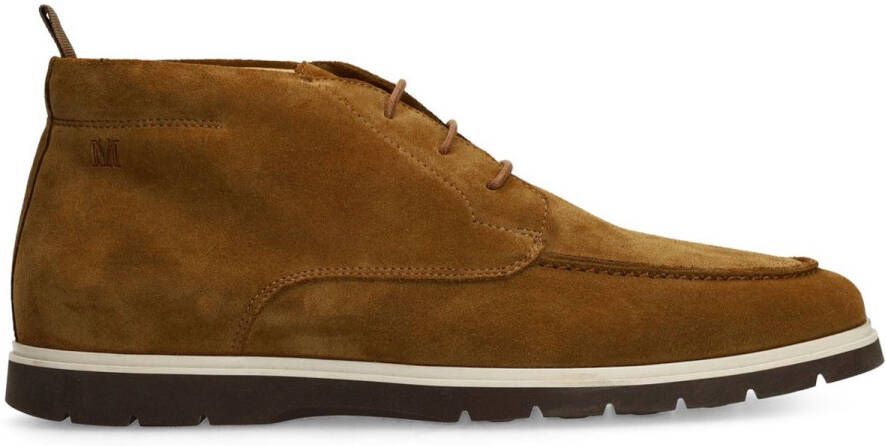 Manfield Heren Cognac suède veterschoenen