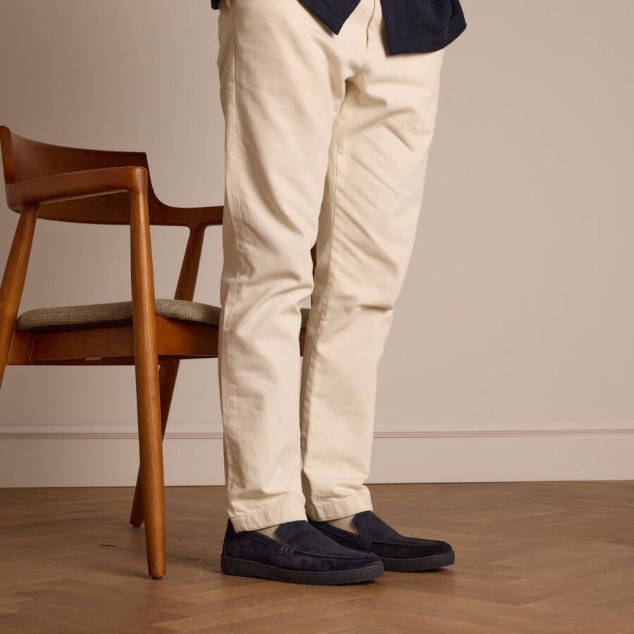 Manfield Heren Donker blauwe suède loafers