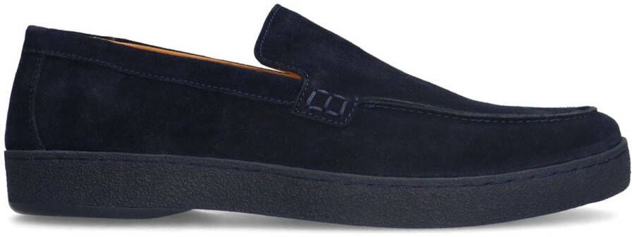 Manfield Heren Donker blauwe suède loafers