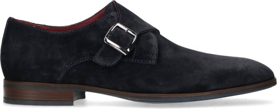 Manfield Heren Donkerblauwe suède gespschoenen