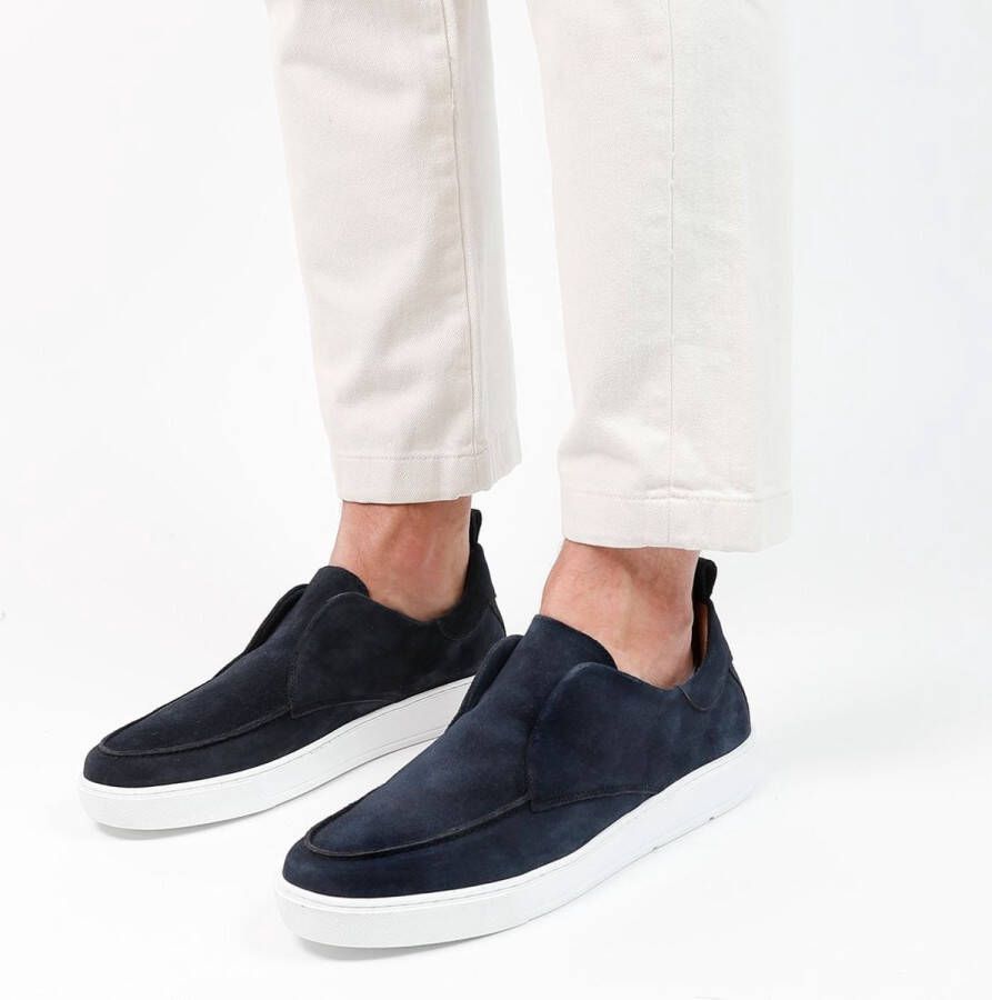 Manfield Heren Donkerblauwe suède loafers - Foto 4