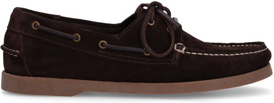 Manfield Heren Donkerbruine leren bootschoentjes