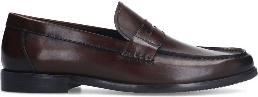 Manfield Heren Donkerbruine leren loafers