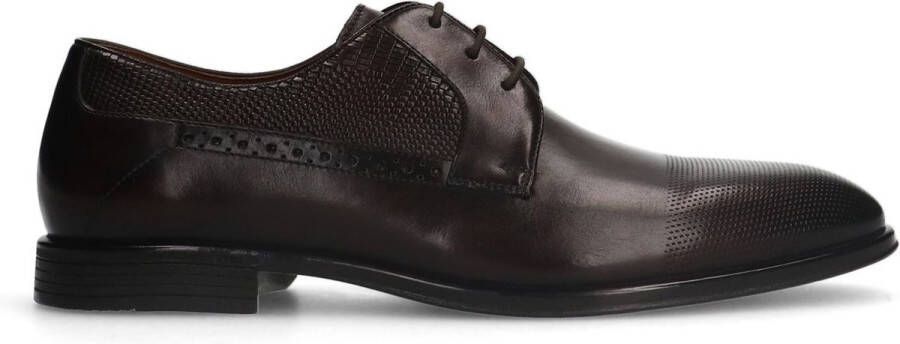 Manfield Heren Donkerbruine leren veterschoenen
