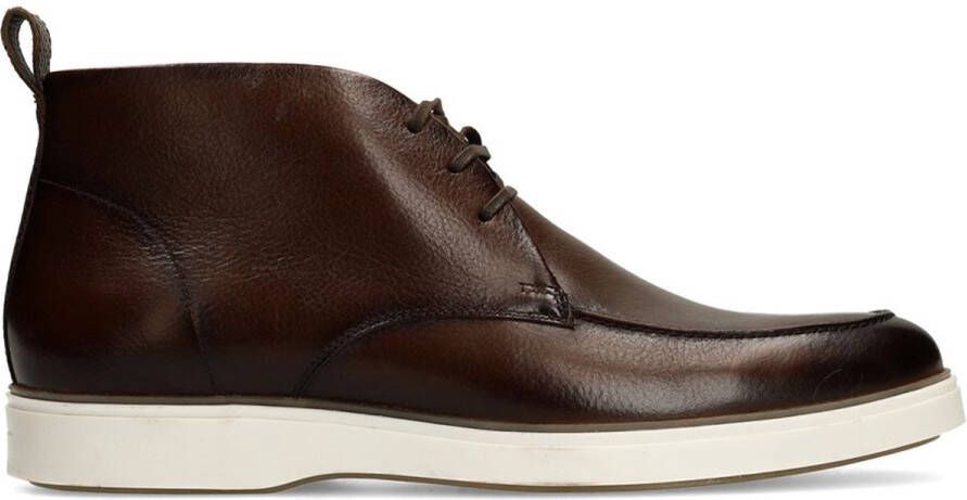 Manfield Heren Donkerbruine leren veterschoenen