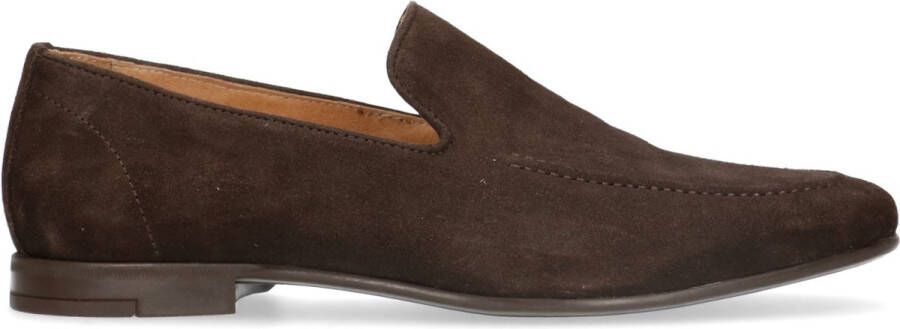 Manfield Heren Donkerbruine suède loafers