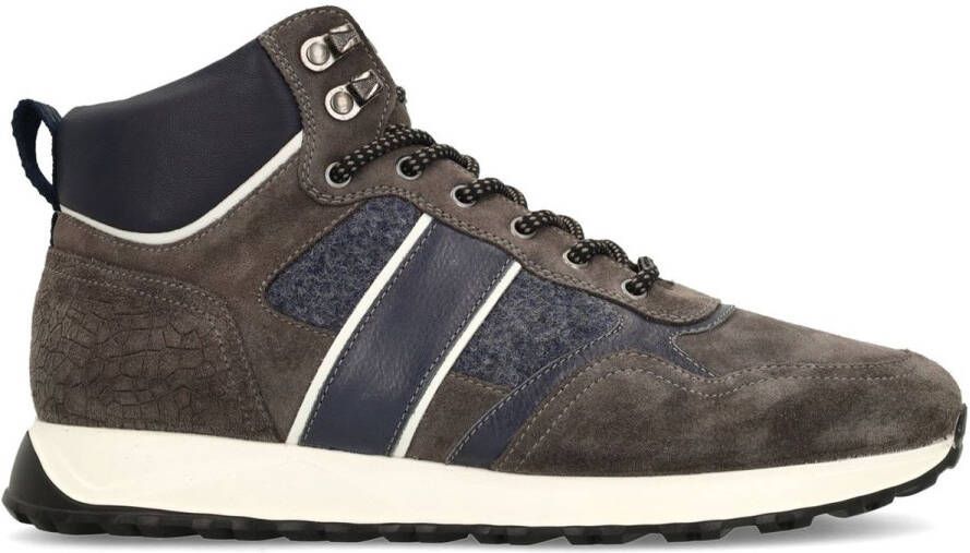 Manfield Heren Donkergrijze suède veterschoenen