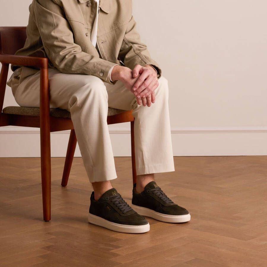 Manfield Heren Donkergroene suède sneakers
