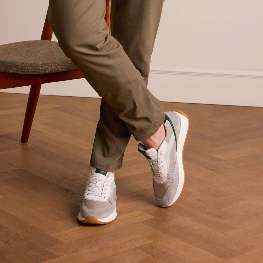 Manfield Heren Grijze leren sneakers