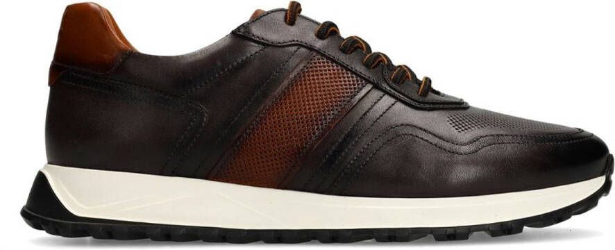 Manfield Heren Grijze leren sneakers