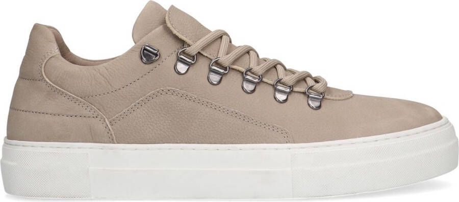 Manfield Heren Licht grijze nubuck sneakers