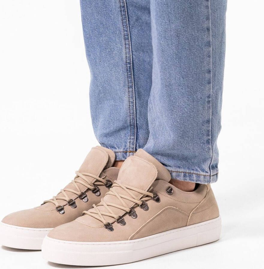 Manfield Heren Licht grijze nubuck sneakers