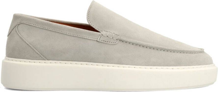Manfield Heren Licht grijze suède loafers