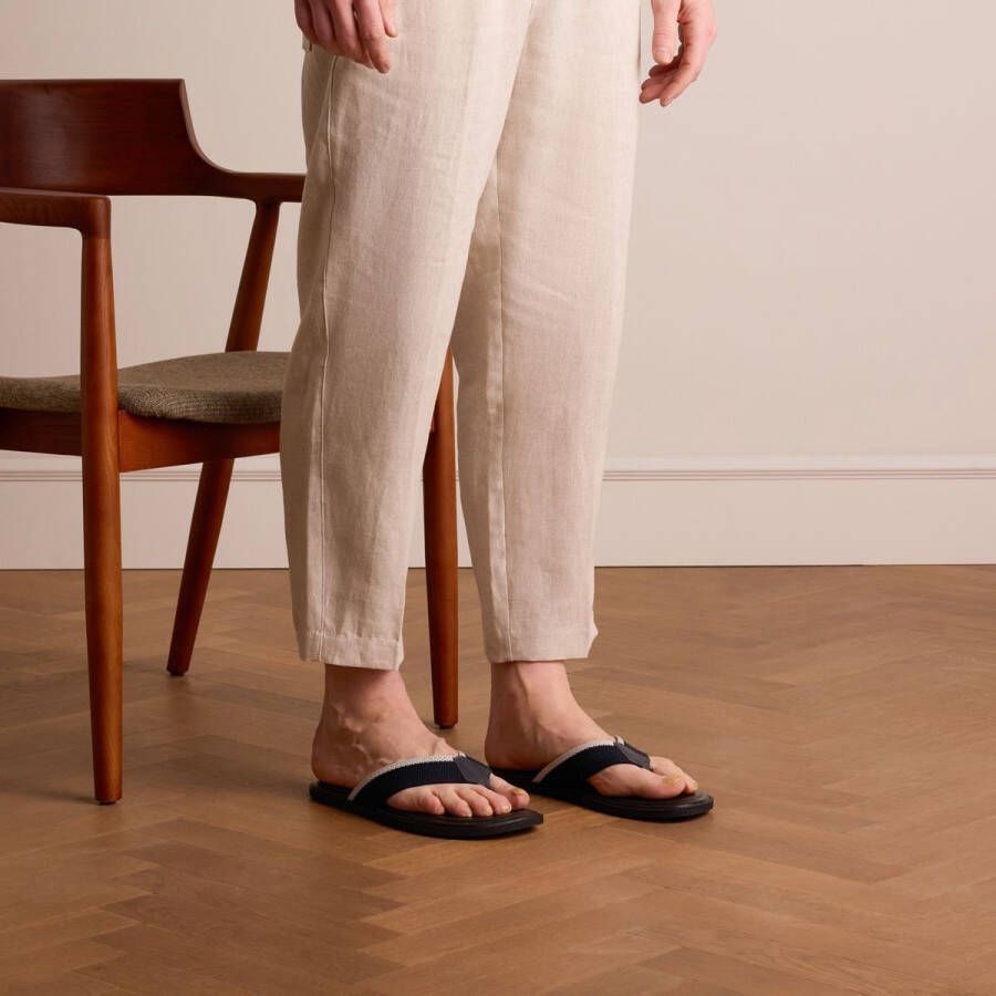 Manfield Heren Donkerblauwe canvas slippers - Foto 2