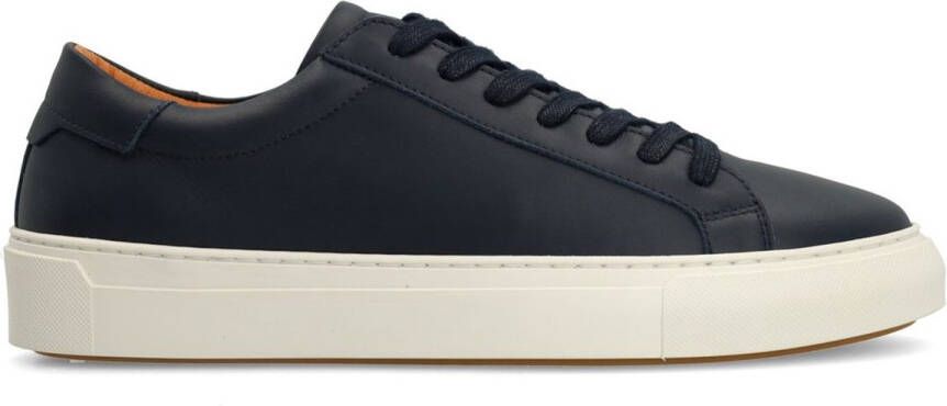Manfield Heren Navy leren sneakers