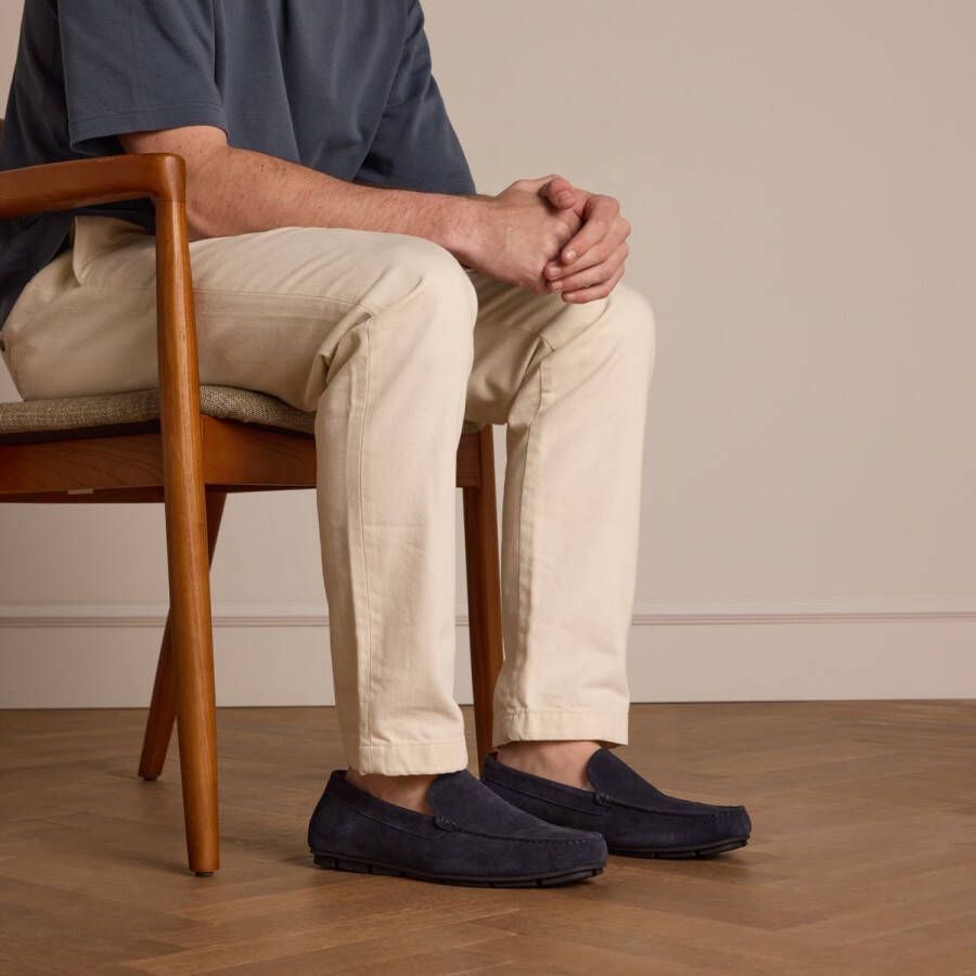 Manfield Heren Donkerblauwe suède loafer - Foto 3