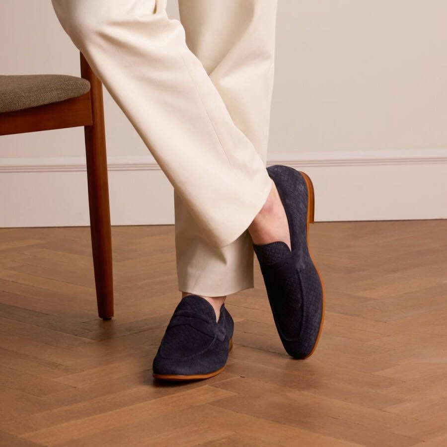 Manfield Heren Donkerblauwe suède loafers - Foto 2