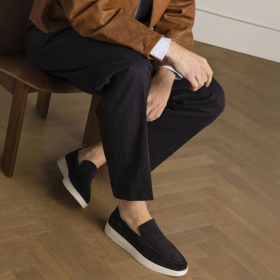 Manfield Heren Donkerblauwe suède loafers
