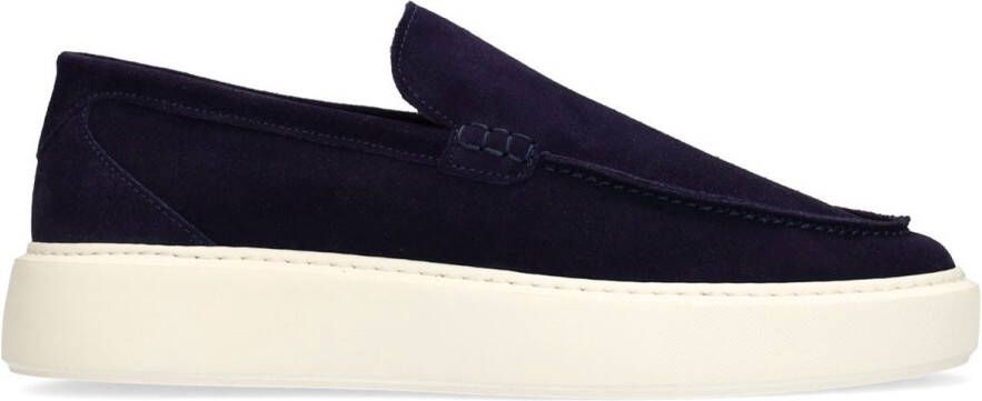 Manfield Heren Donkerblauwe suède loafers