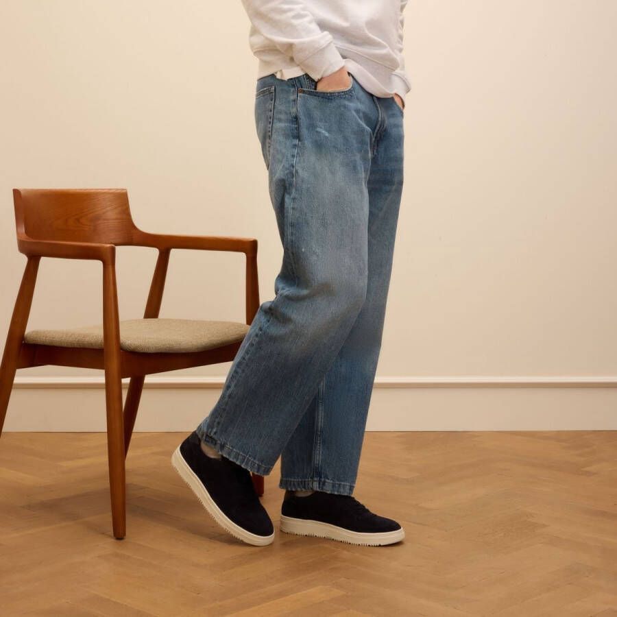 Manfield Heren Donkerblauwe suède sneakers - Foto 2