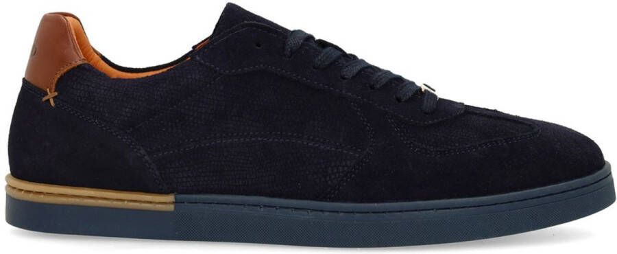 Manfield Heren Donkerblauwe suède sneakers