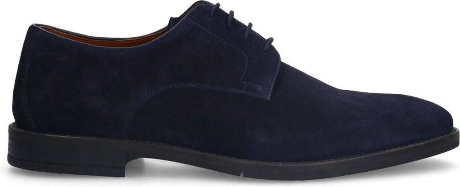 Manfield suède veterschoenen donkerblauw