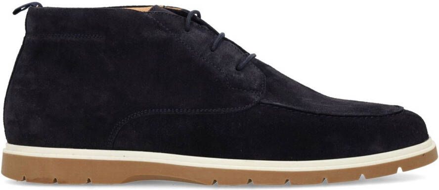 Manfield Heren Navy suède veterschoenen