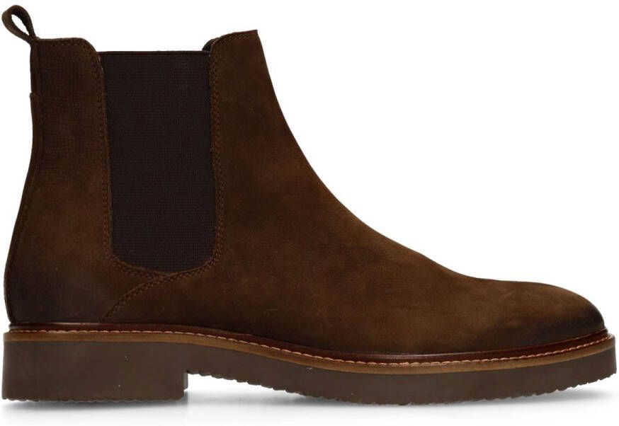 Manfield Heren Donkerbruine nubuck chelsea boots