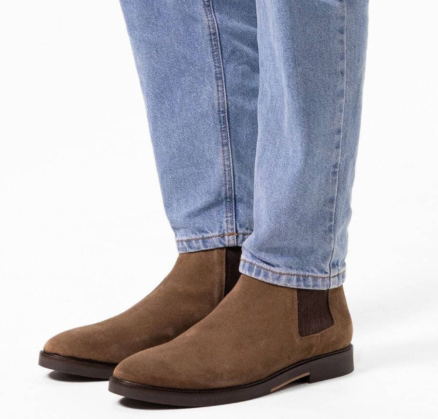 Manfield Heren Taupe suède chelsea boots