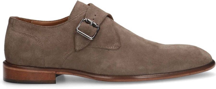 Manfield Heren Taupe suède gespschoenen