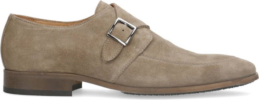 Manfield Heren Taupe suède gespschoenen