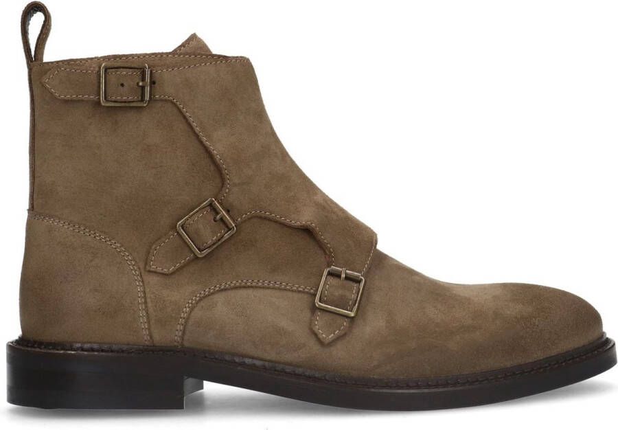 Manfield Heren Taupe suède hoge gespschoenen