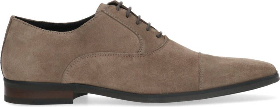 Manfield Heren Taupe suède veterschoenen