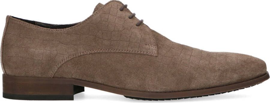Manfield Heren Taupe suède veterschoenen