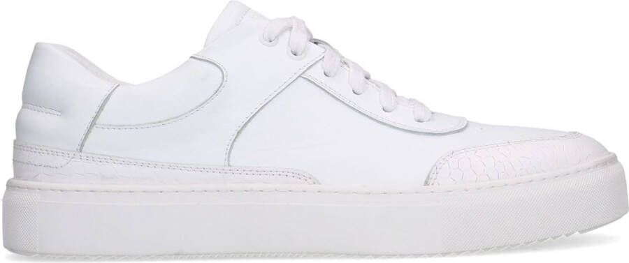 Manfield Heren Witte leren sneakers