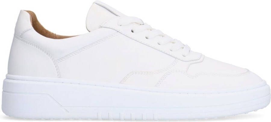 Manfield Heren Witte leren sneakers