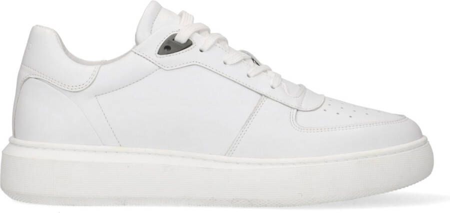 Manfield Heren Witte leren sneakers
