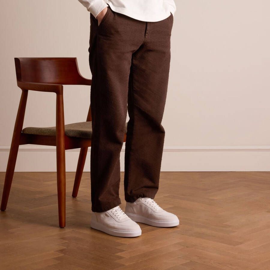 Manfield Heren Witte leren sneakers