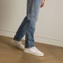 Manfield Heren Witte leren sneakers met beige details - Thumbnail 2