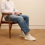 Manfield Heren Witte nubuck sneakers - Thumbnail 2